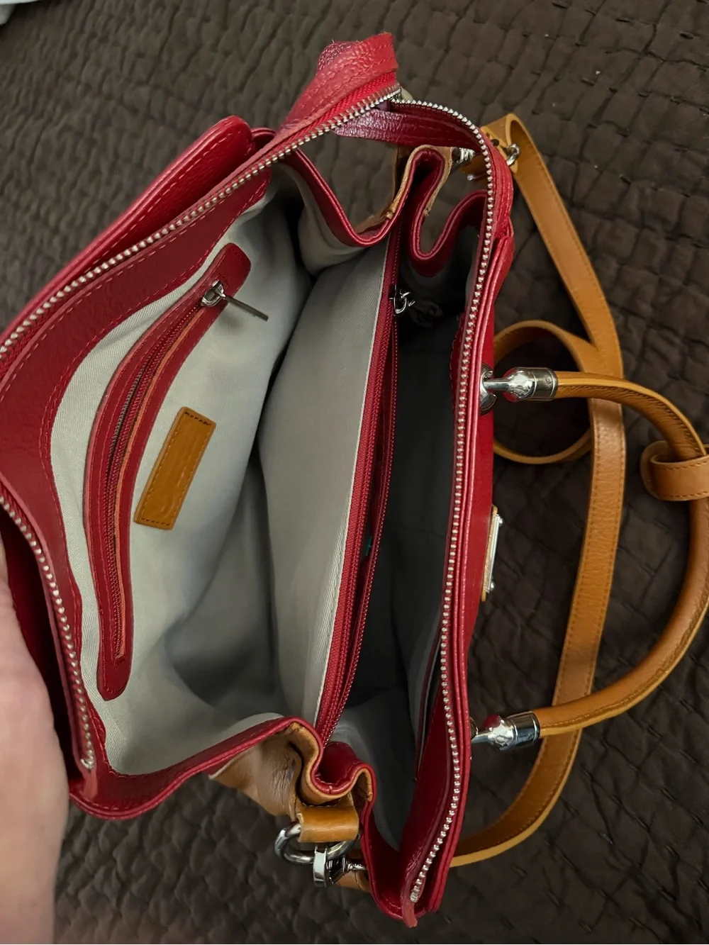 Valentina Red Crossbody with Tan Handles